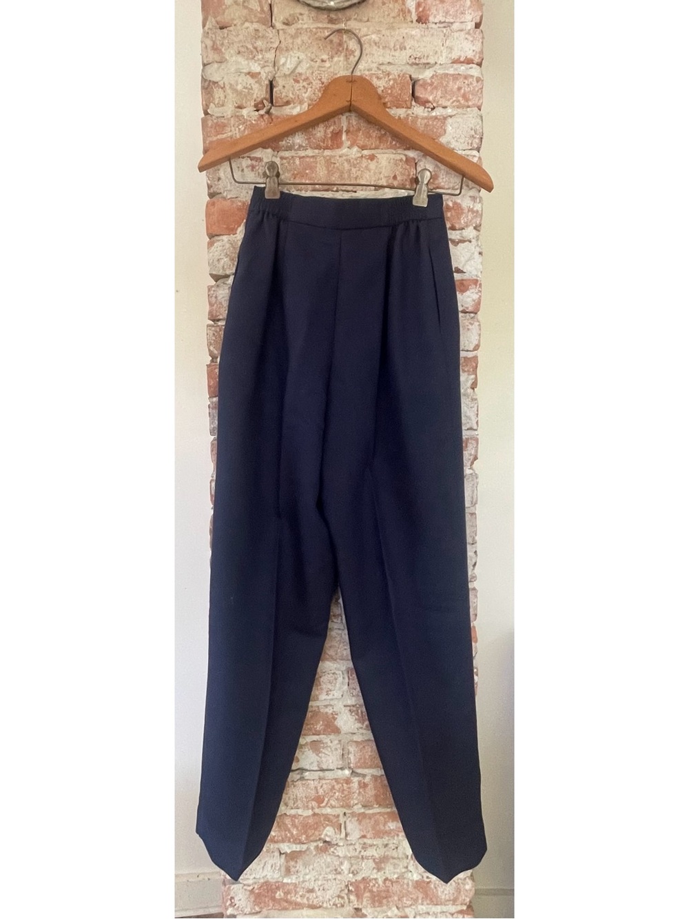 Norton McNaughton Dark Navy Pleated High-Rise Trousers